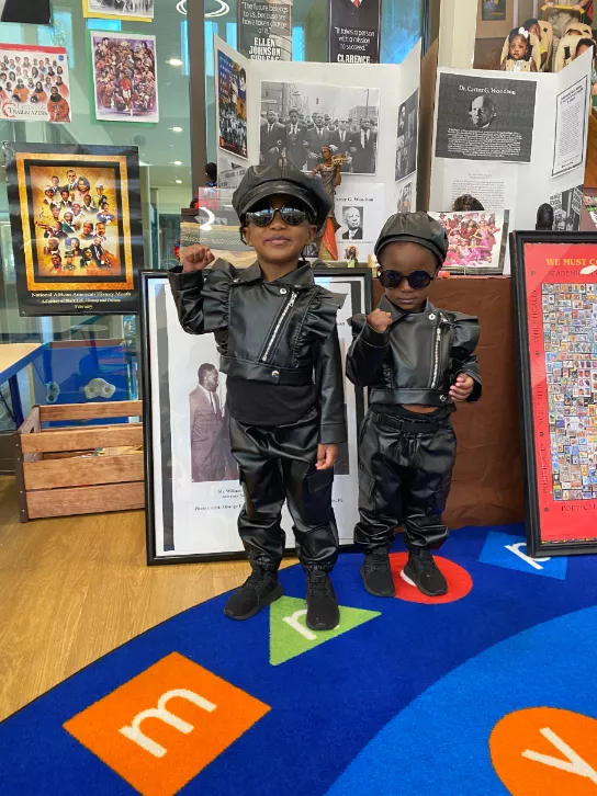 Students at AdventHealth for Children's West Lakes ELC dressed at members of the Black Panthers for Black History Month.