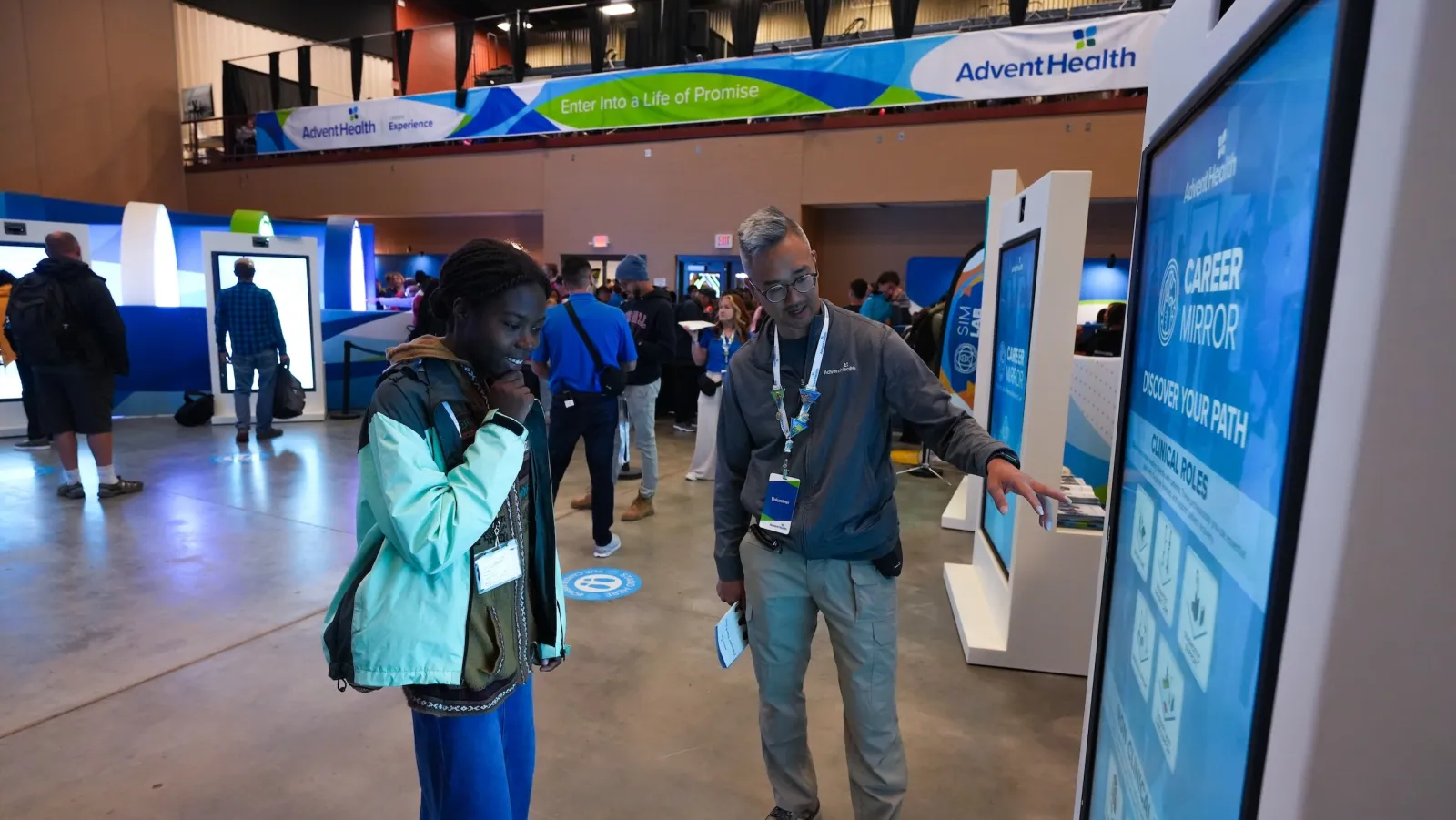 AR stations immerse attendees in what it's like to be a health care professional.