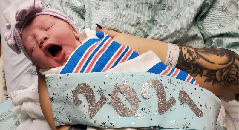 Baby Novalee yawns at AdventHealth Ocala 