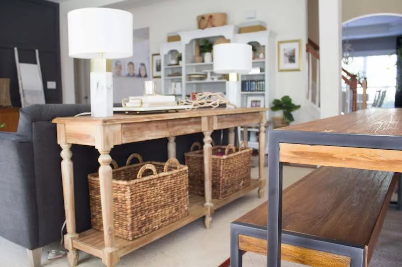 Basket under side table