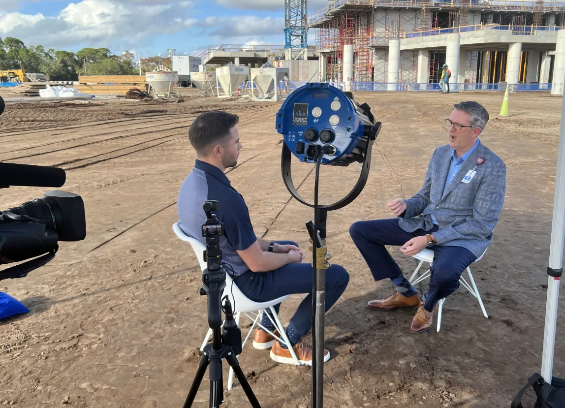 Brian Adams sits down for an interview with a reporter from News 6. 