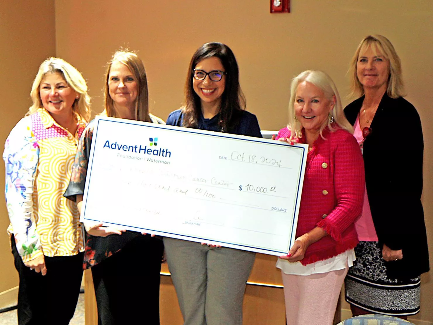 AdventHealth Waterman Foundation check presentation