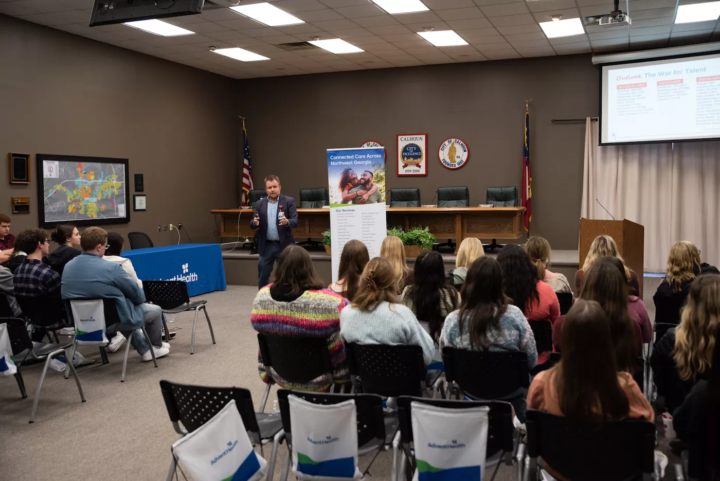 Garrett Nudd speaks to Youth Leadership from the Gordon Chamber of Commerce