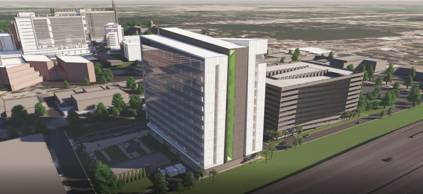 A 3-D render of the AdventHealth Rothman building