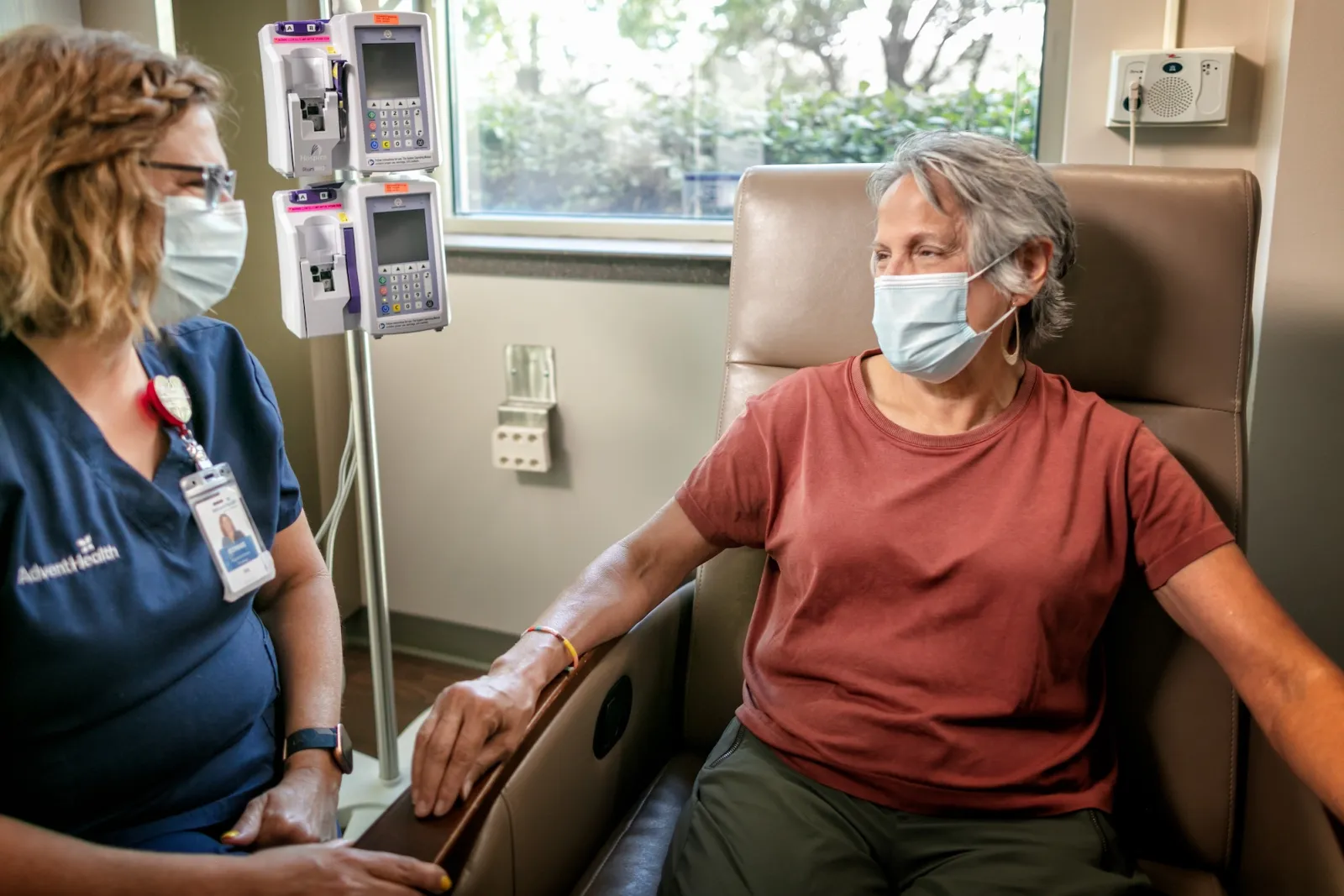 A woman getting infusion therapy.