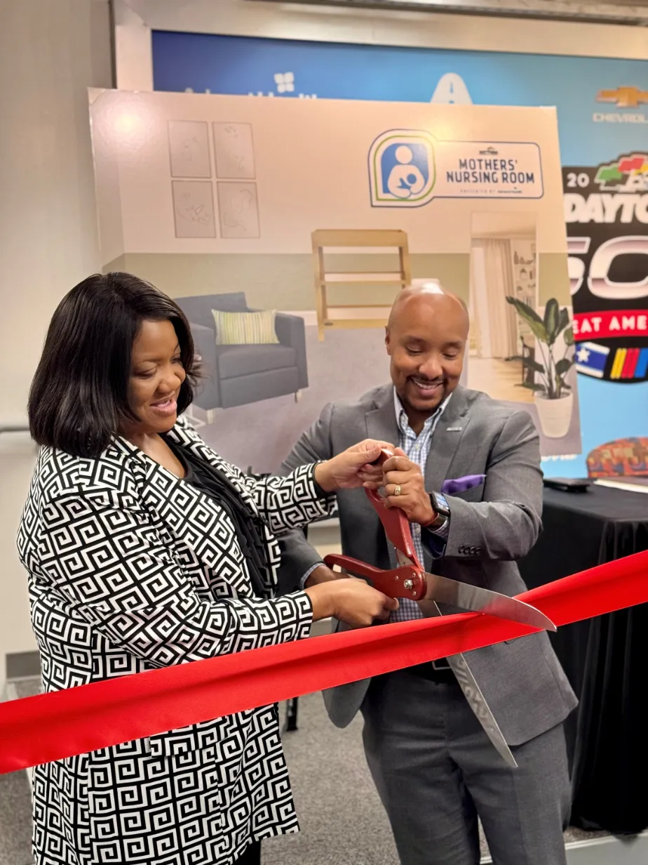 Mothers' Nursing Rooms ribbon cutting with Audrey Gregory