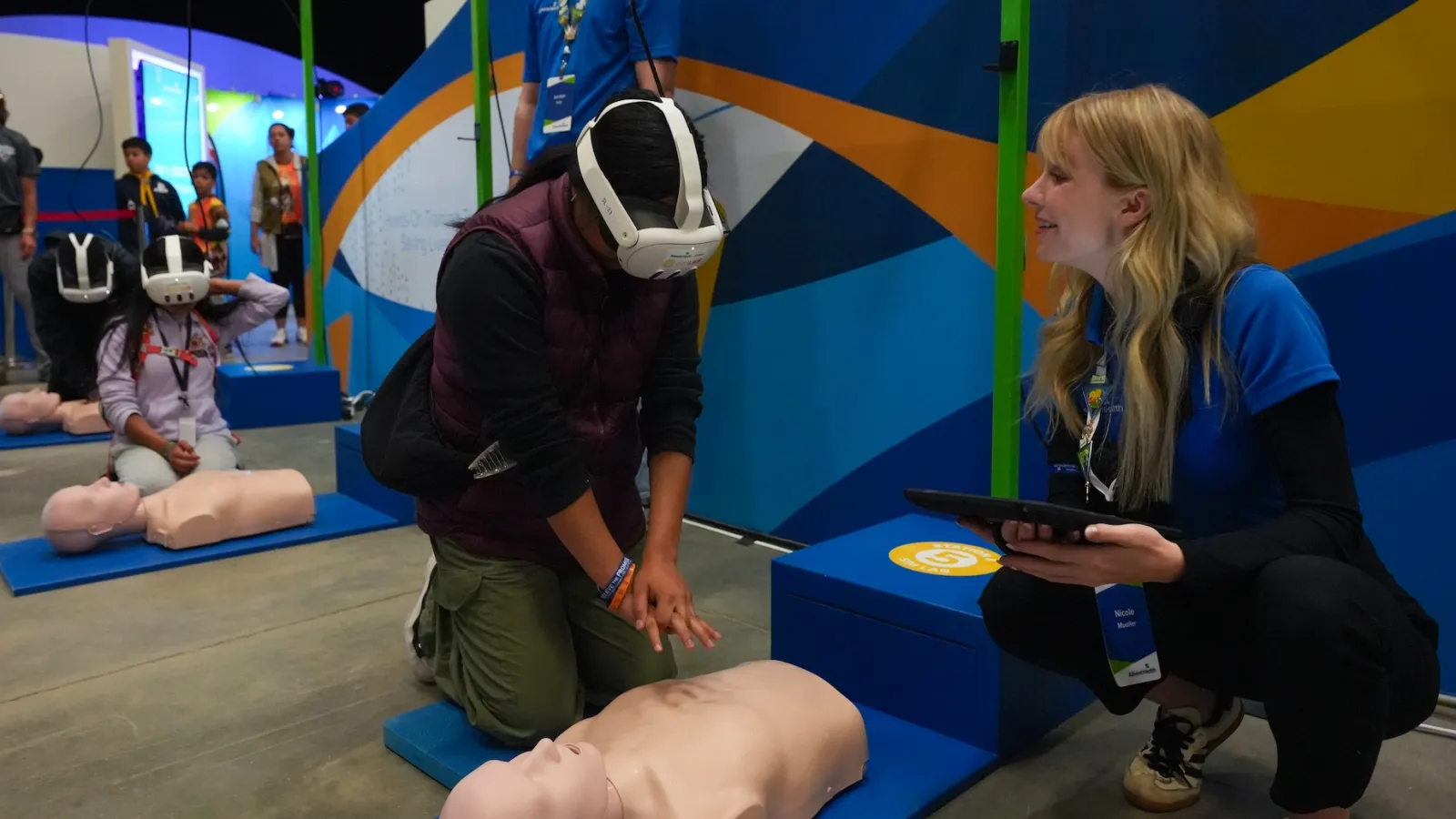 The simulation lab offers kids hands-on virtual reality experiences where they can perform medical procedures in a controlled, realistic environment.