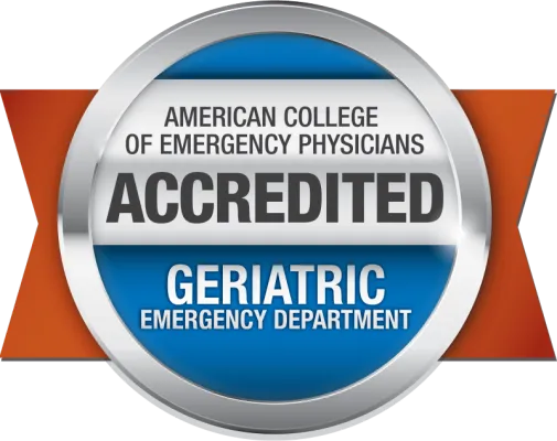 American College of Emergency Physicians Geriatric Emergency Department Silver Accreditation badge.