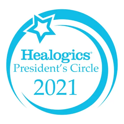 Healogics® 2021 President’s Circle Award logo.